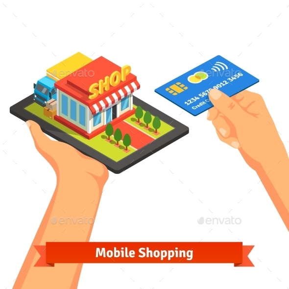 Mobile Supermarket Internet Commerce Concept - Concepts Business