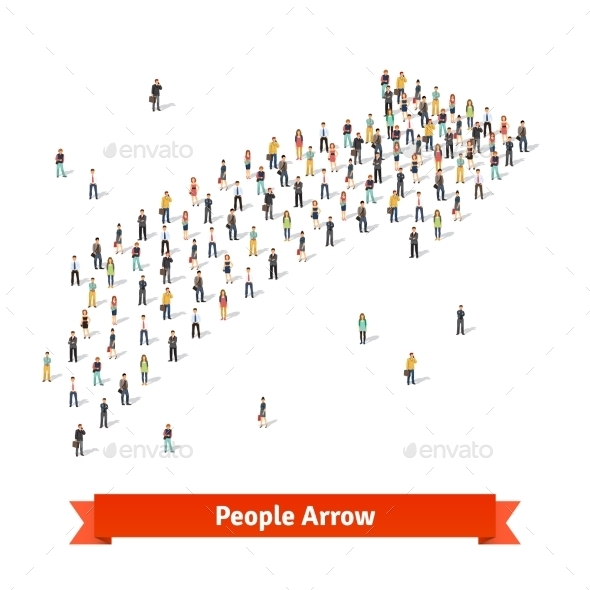 People Standing Together in Shape of an Arrow - Abstract Conceptual