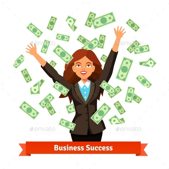 Woman Throwing Money in the Air - Concepts Business