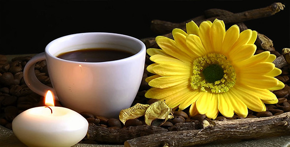 Cup of Coffee and Yellow Flower