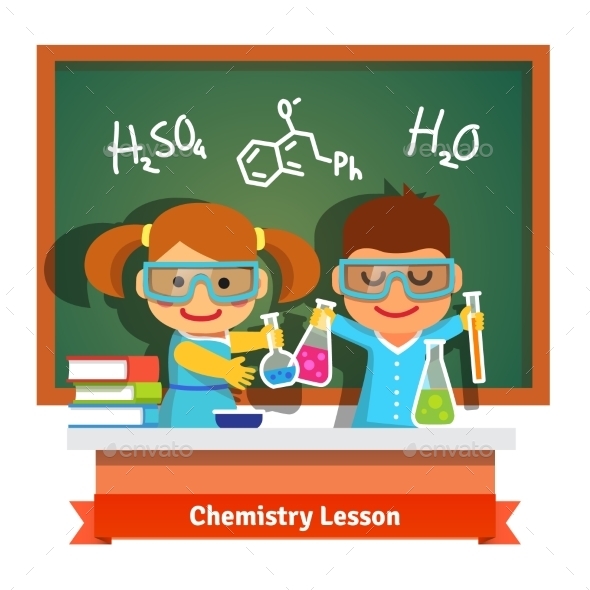 Kids Having Fun at Chemistry Lesson - People Characters