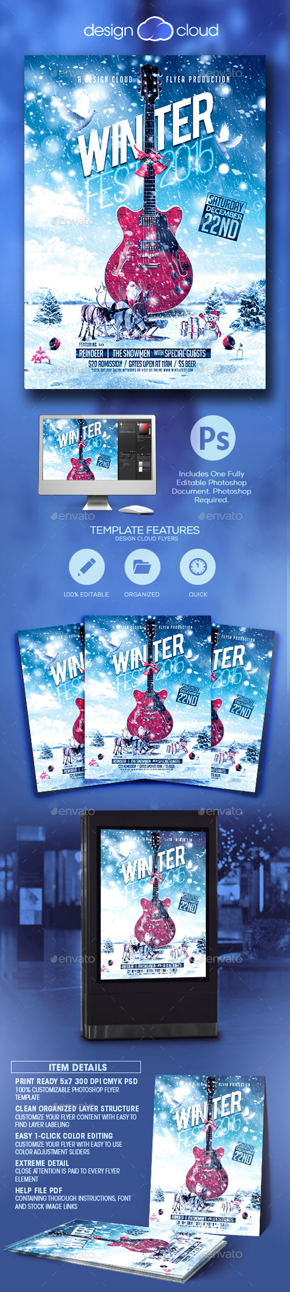 Winter Fest Music Flyer Template - Holidays Events