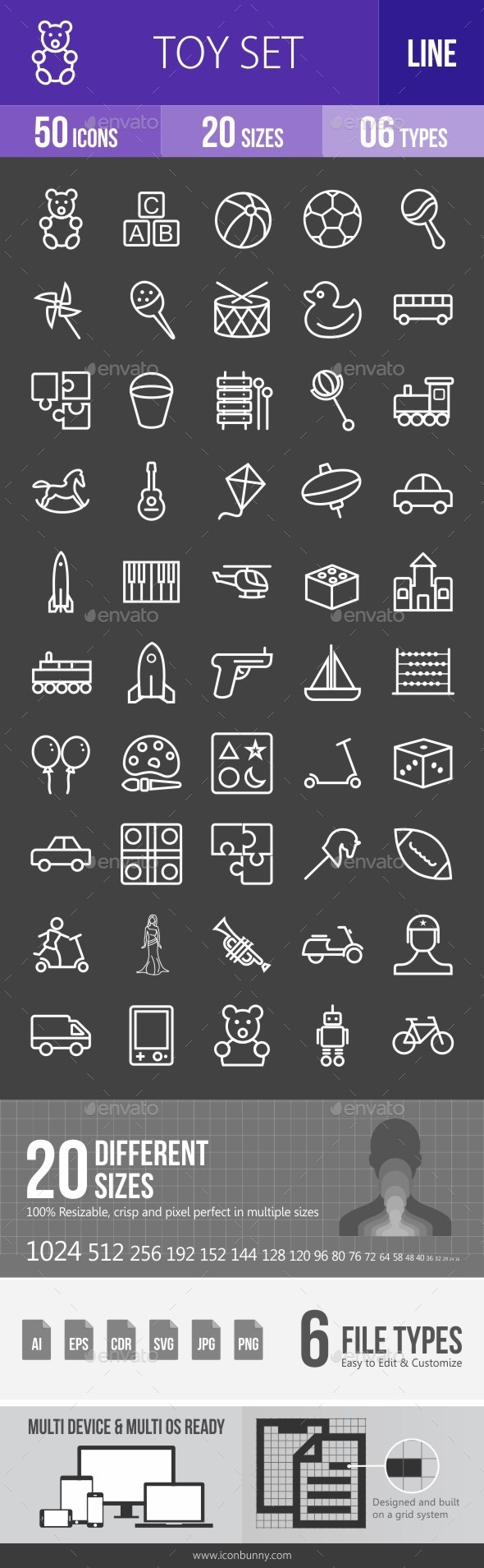 Toys Line Inverted Icons - Icons