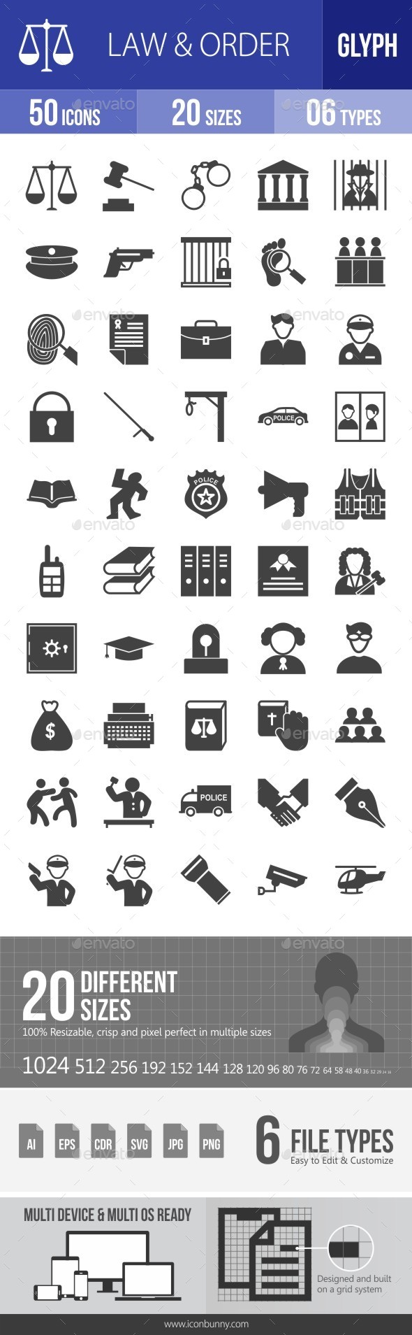 Law & Order Glyph Icons - Icons