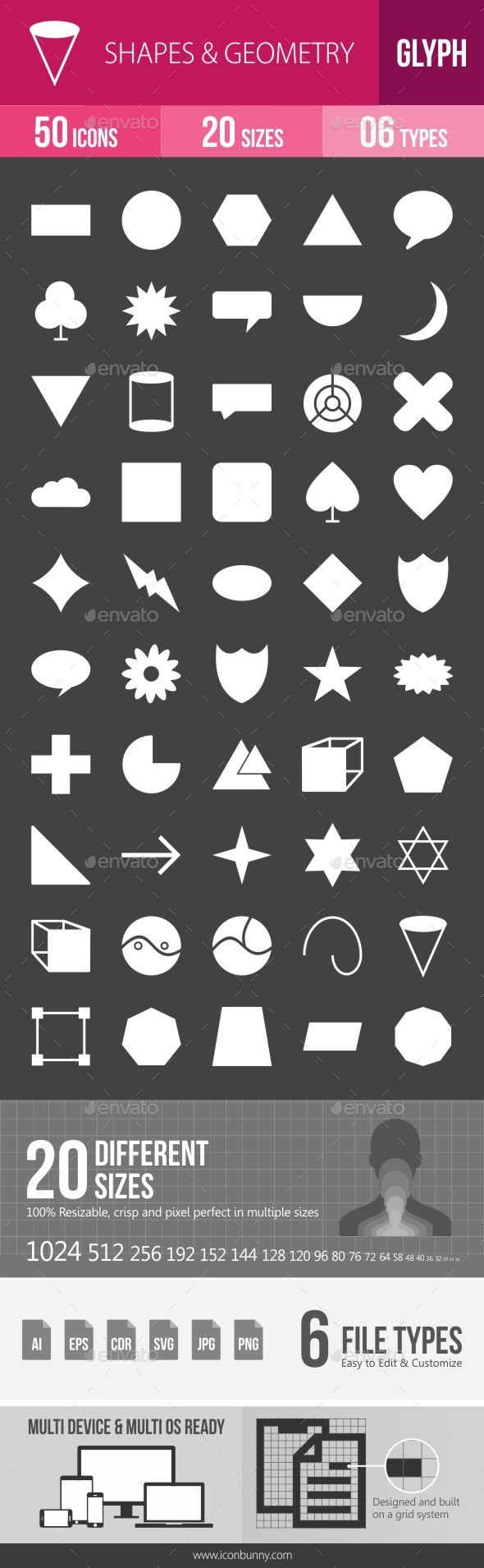 Shapes & Geometry Glyph Inverted Icons - Icons
