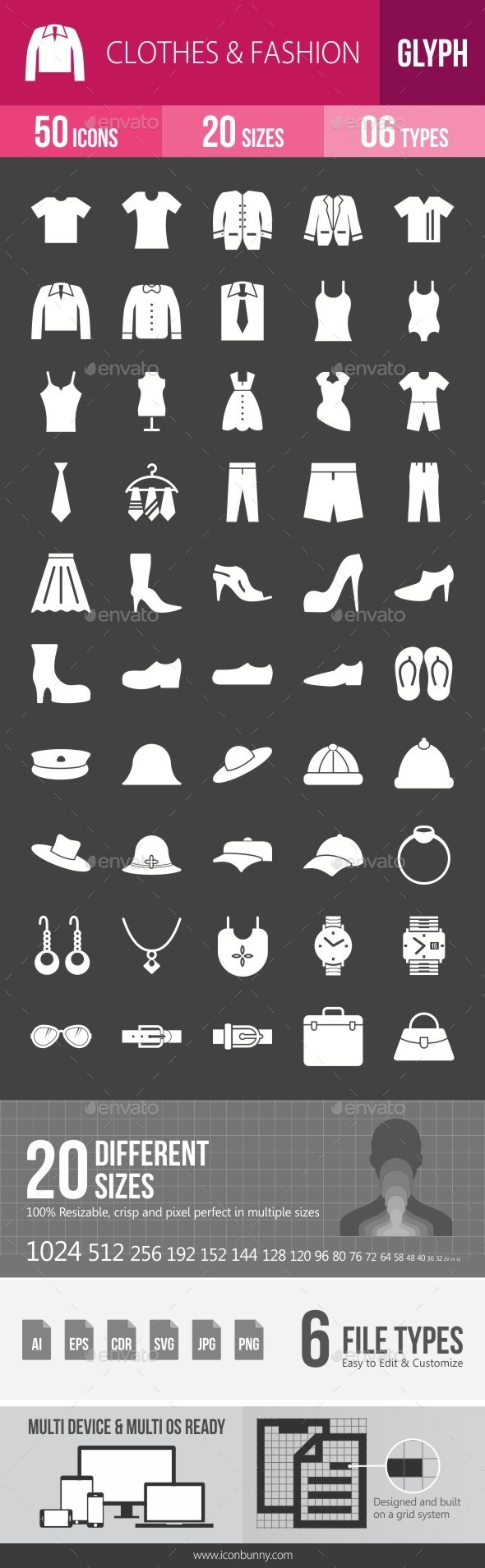 Clothes & Fashion Glyph Inverted Icons - Icons