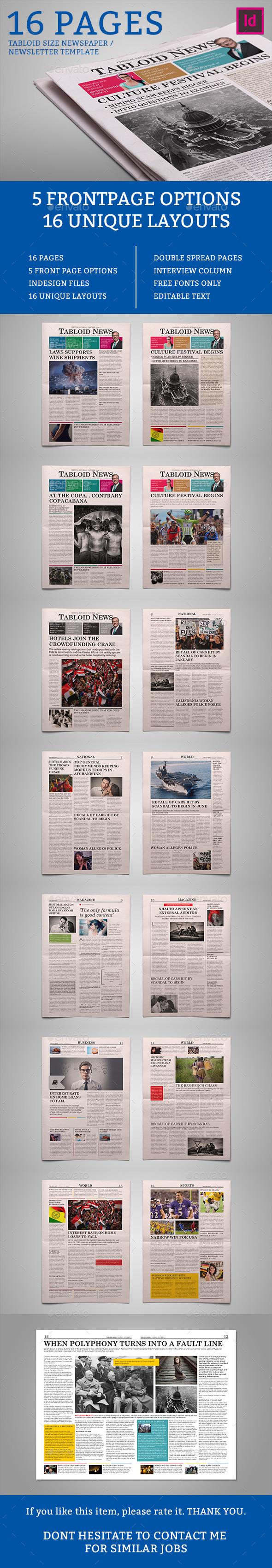 Tabloid News 16 Pages - Newsletters Print Templates