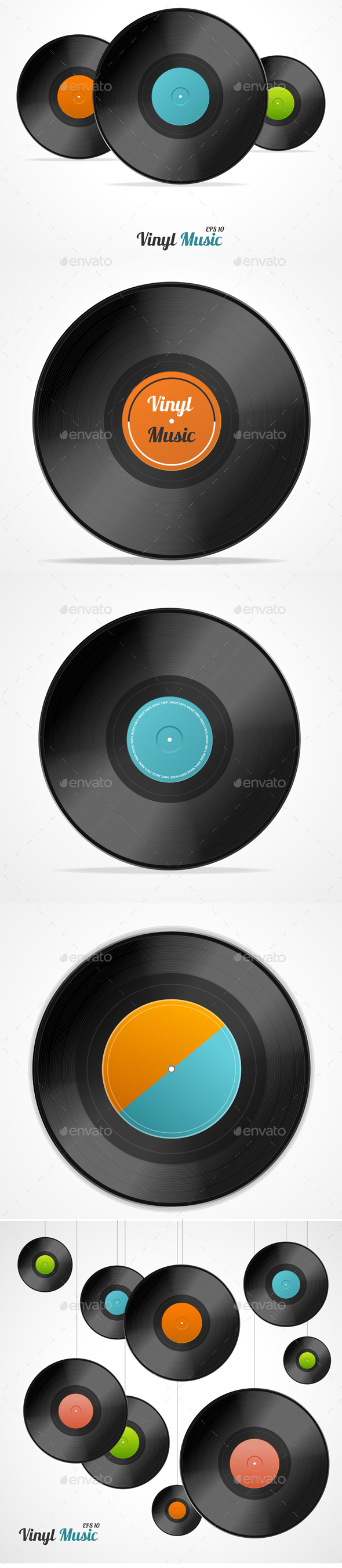 Vinyl Record Set. Vector - Objects Vectors