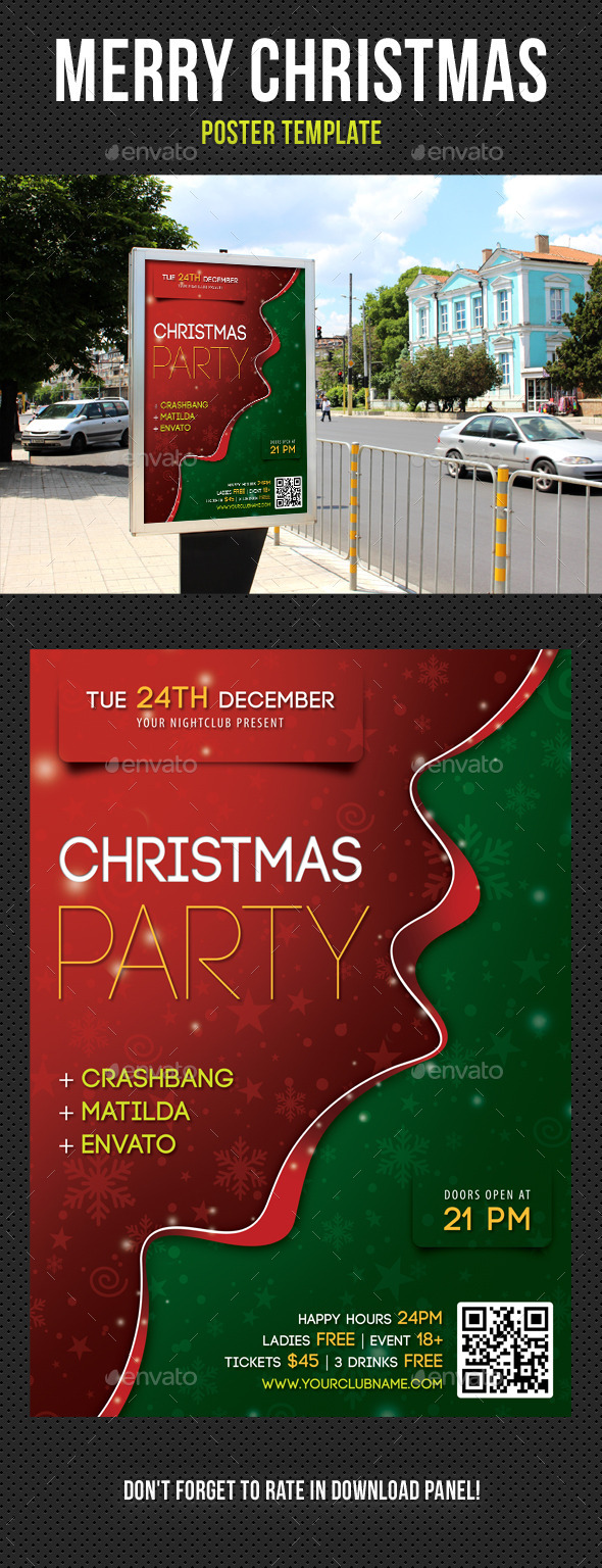 Merry Christmas Poster Template V01 - Signage Print Templates