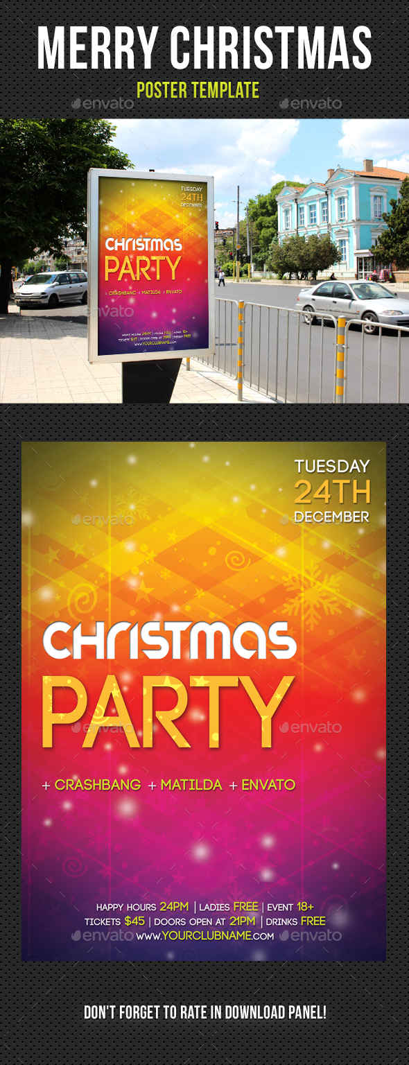 Merry Christmas Poster Template V02 - Signage Print Templates