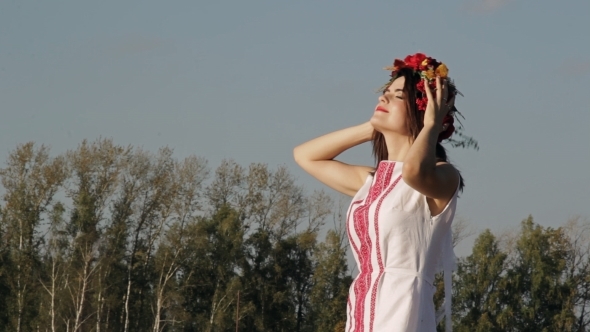 Beautiful Girl In Russian National Dress