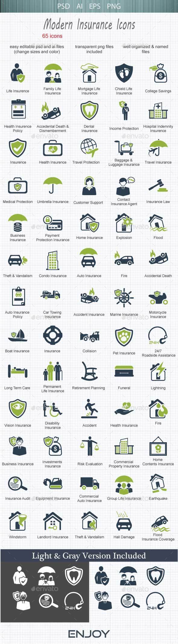 Modern Insurance Icons - Business Icons