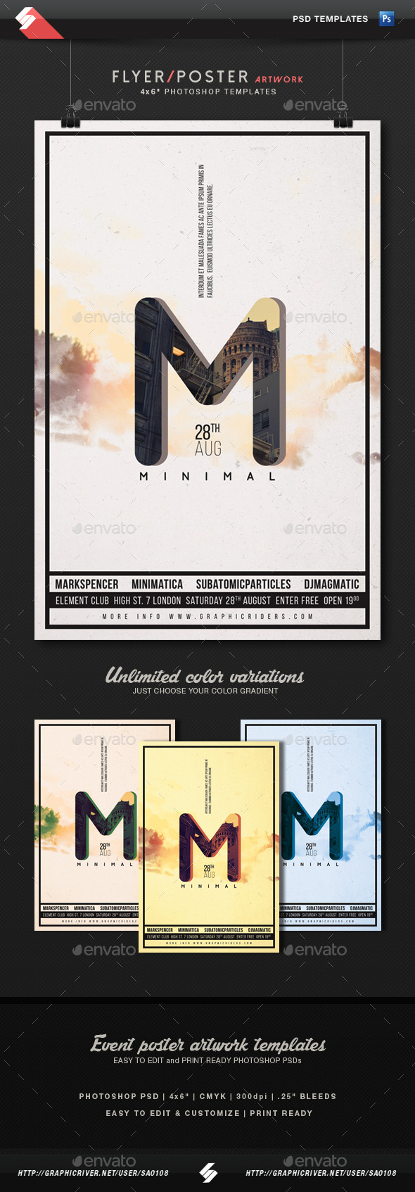 Minimal 3 - Party Flyer Artwork Template - Clubs & Parties Events