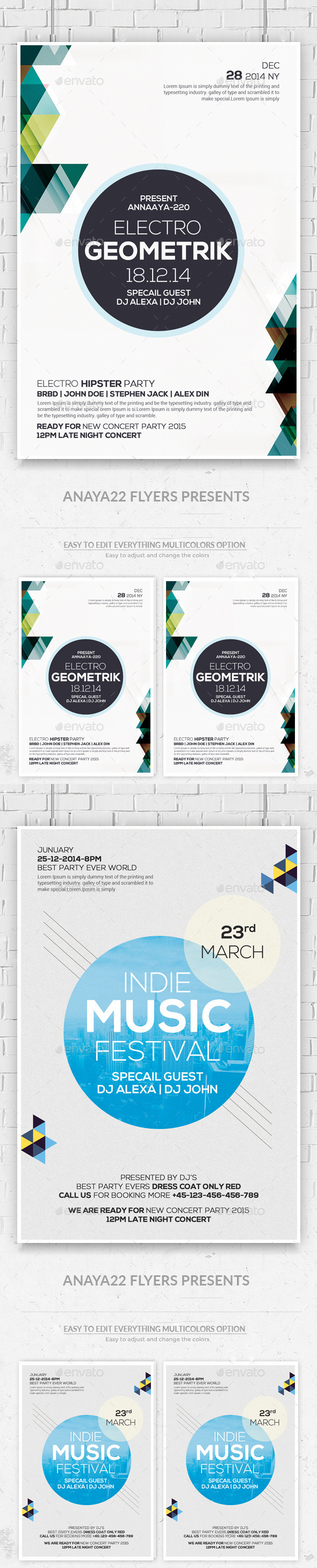 Geometric Flyers Bundle - Clubs & Parties Events