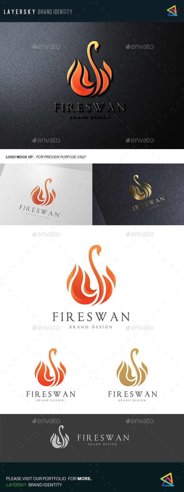 Fire Swan - Animals Logo Templates