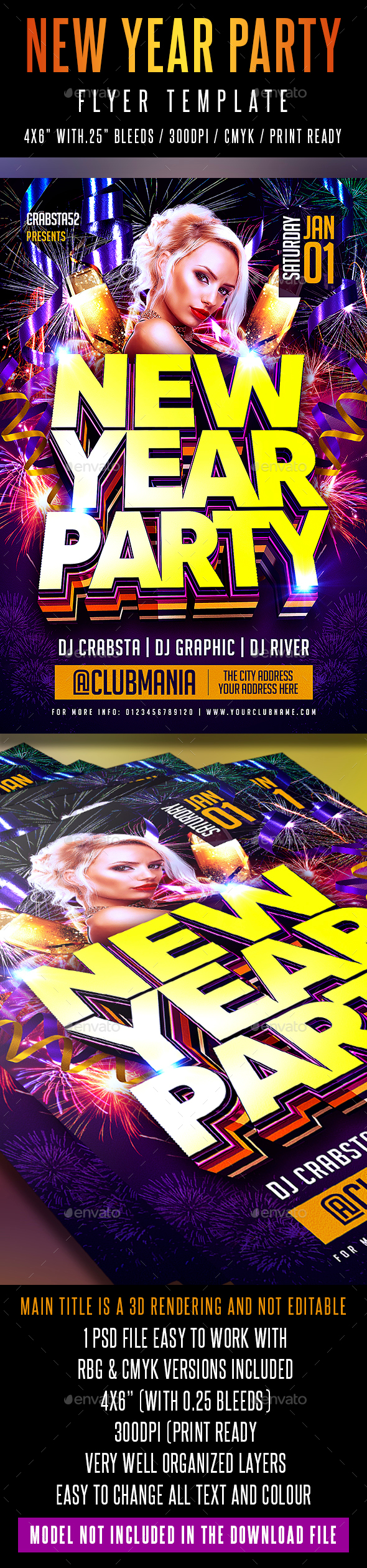 New Year Party Flyer Template - Clubs & Parties Events