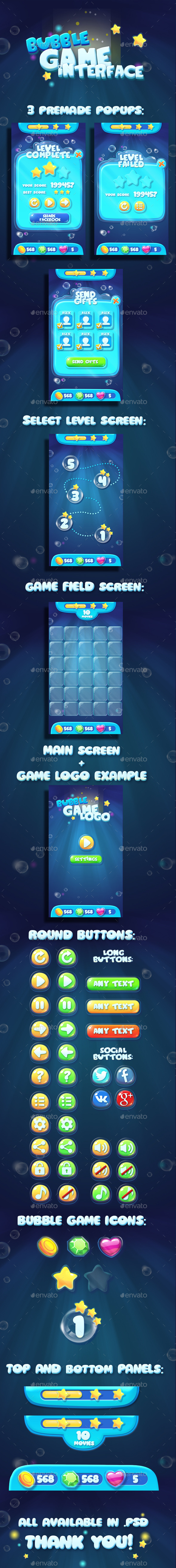 Bubble Water GUI Asset - User Interfaces Game Assets