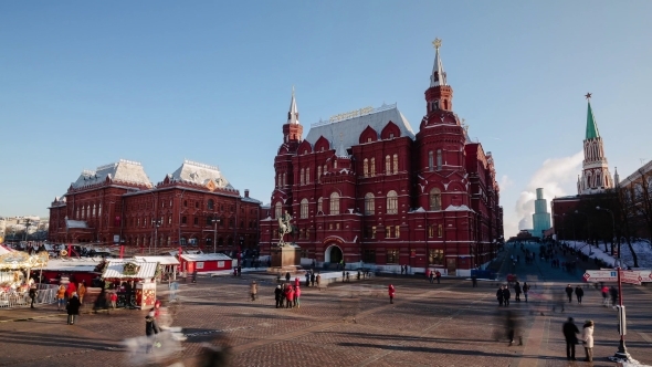 Historical Museum And Christmas Fair. Moscow.