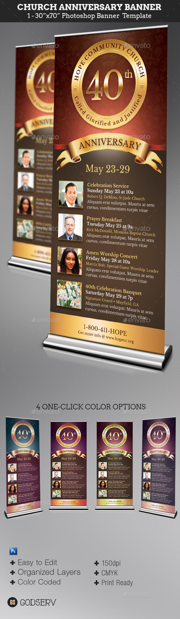Church Anniversary Banner Template - Signage Print Templates