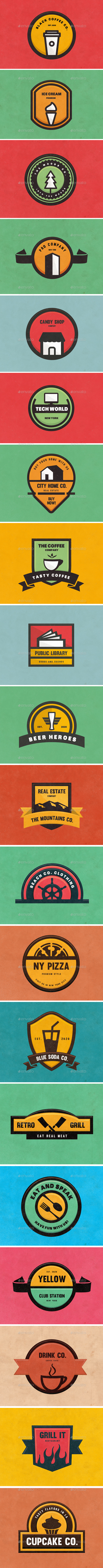 20 Logos & Badges Pack 02 - Badges & Stickers Web Elements