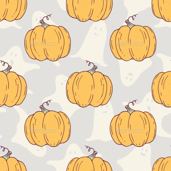 Hand Drawn Halloween Pumpkins Seamless Pattern - Patterns Decorative