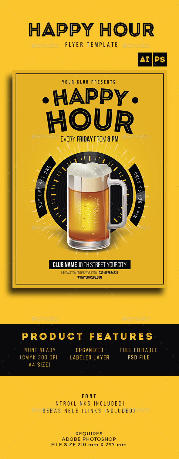 Happy Hour Beer Promotion by Guuver | GraphicRiver