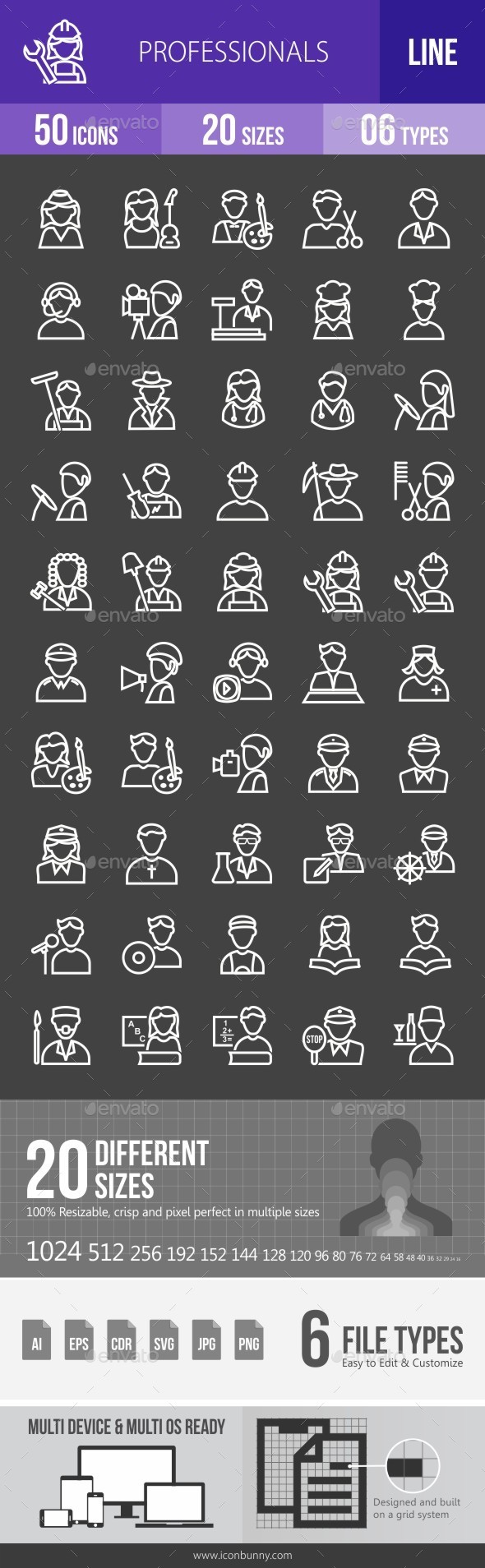 Professionals Line Inverted Icons - Icons