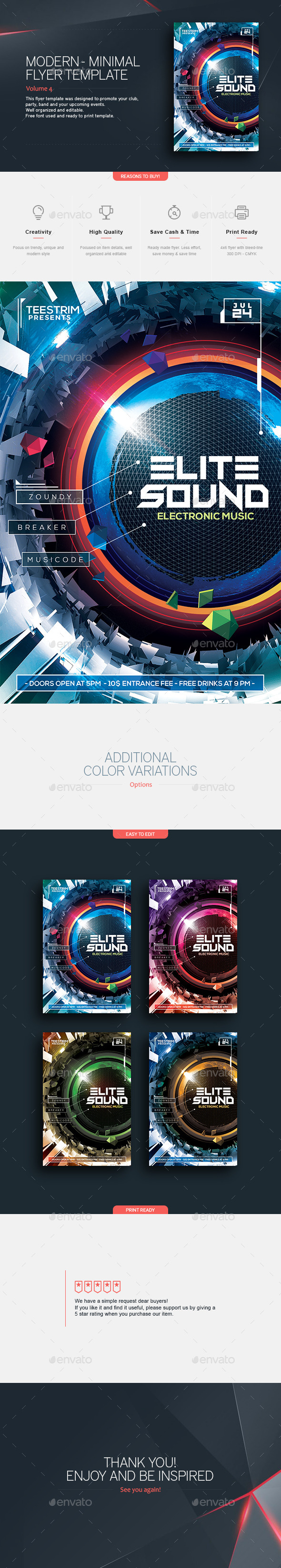 Elite Sound - Flyer Template - Clubs & Parties Events