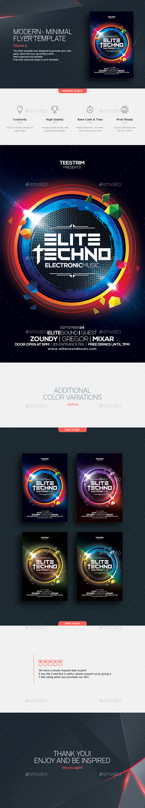 Elite Techno | Flyer Template - Clubs & Parties Events