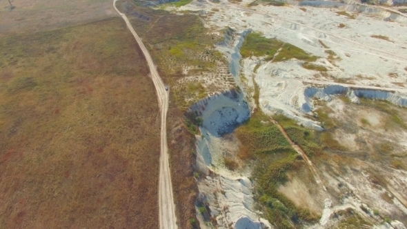 Aerial View Limestone Open Cast In Bakhchisarai