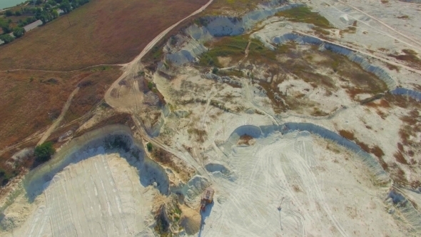 Aerial View Over Big Quarry In Bakhchisarai