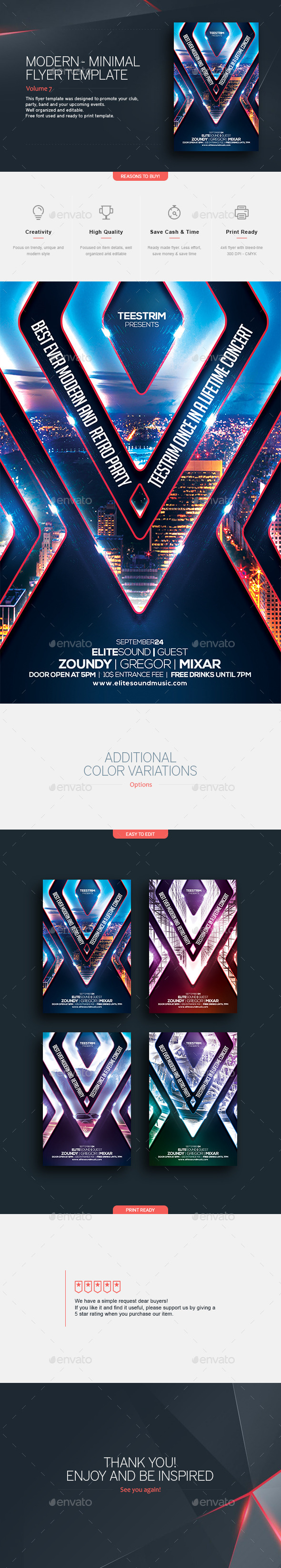 Modern Retro | Flyer Template - Clubs & Parties Events