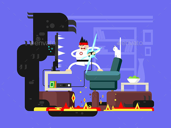 Gamer Cartoon Character - Computers Technology