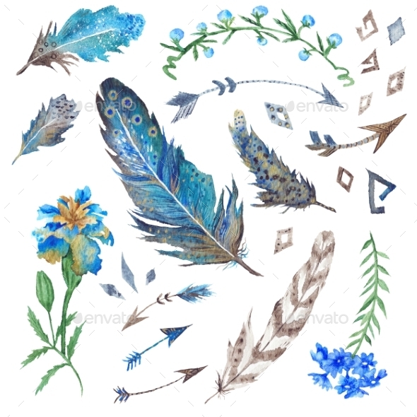 Tribal Forest Design Elements Set - Objects Illustrations