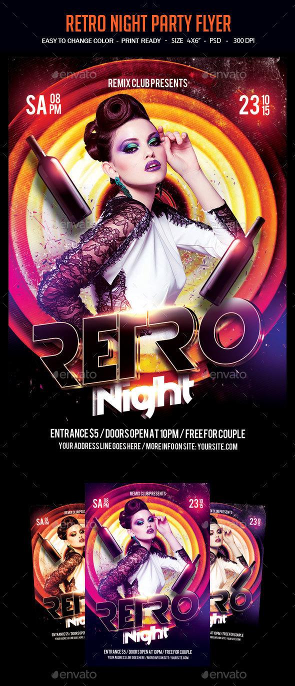 Retro Night Party Flyer - Clubs & Parties Events
