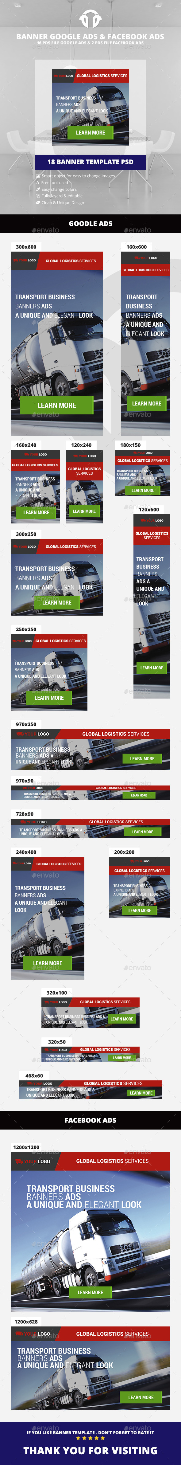 Logistics Service Banners - Banners & Ads Web Elements