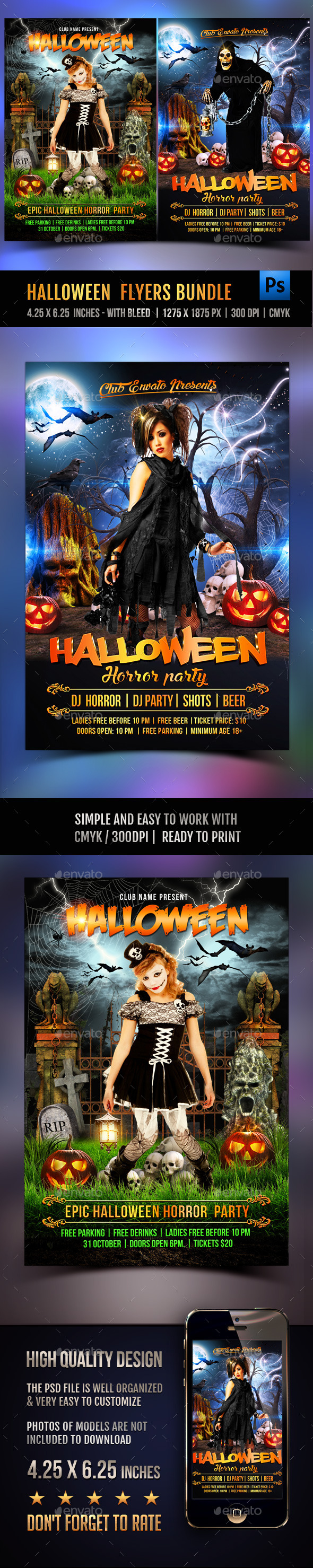 Halloween Party Flyers Bundle - Clubs & Parties Events