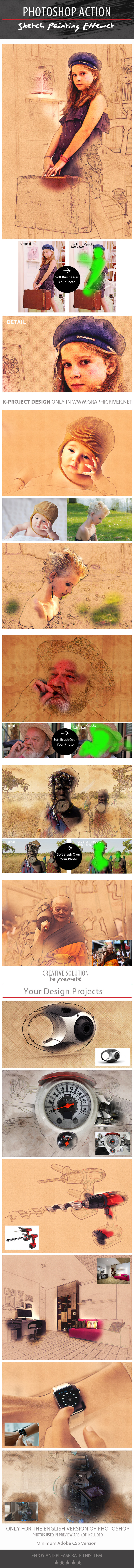 Sketch Painting Photoshop Action - Photo Effects Actions