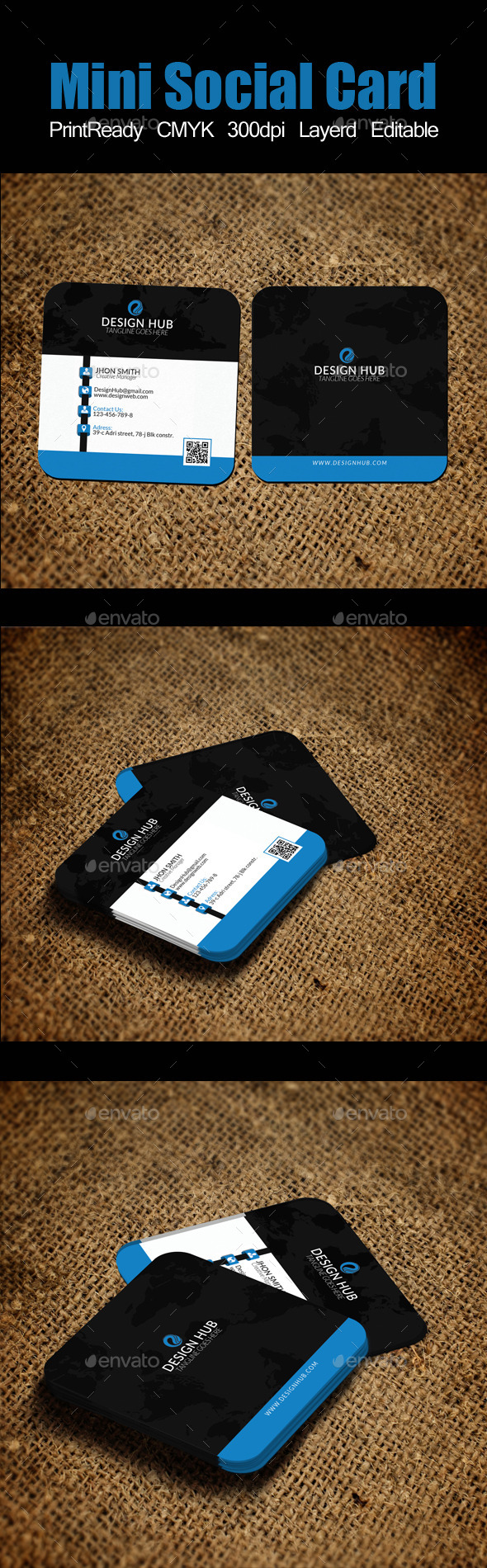 Mini Social Card Template - Corporate Business Cards