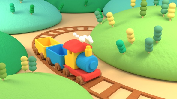 Cartoon Train and Mountains alt