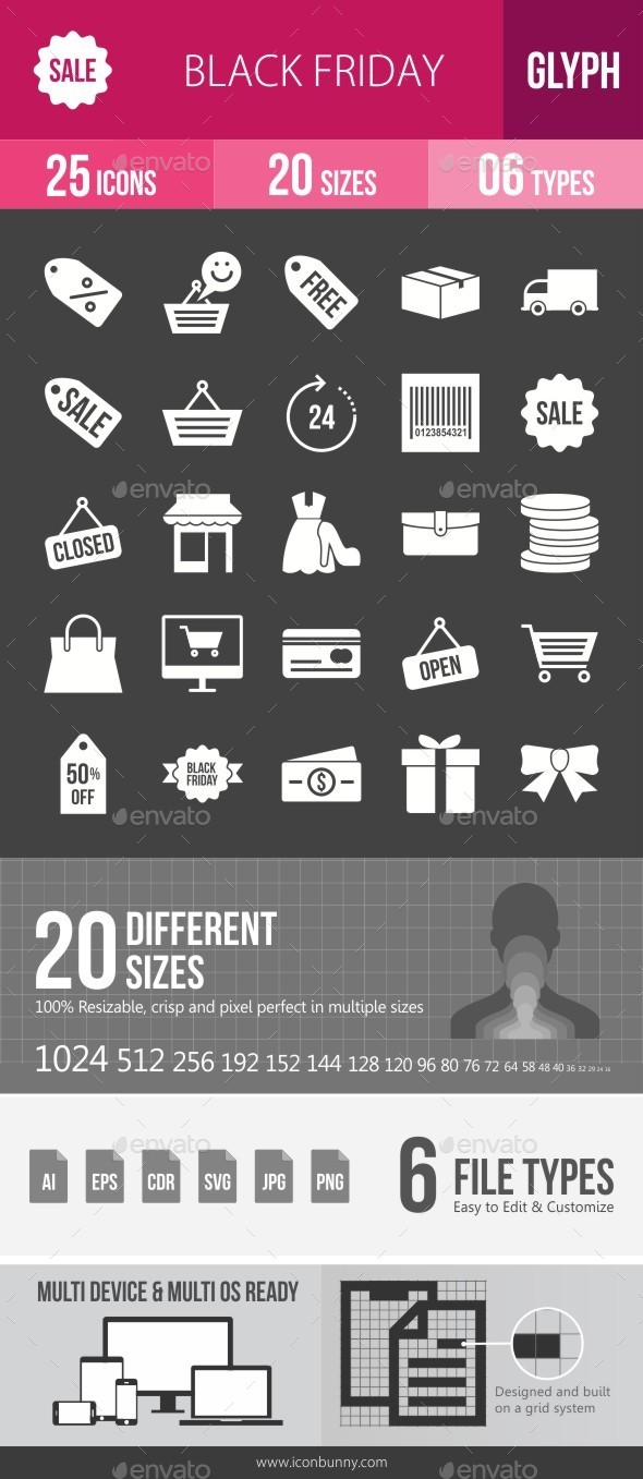 Black Friday Glyph Inverted Icons - Icons