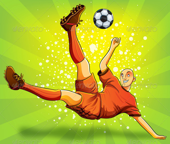 Soccer Player Flying Shooting a Ball - Sports/Activity Conceptual