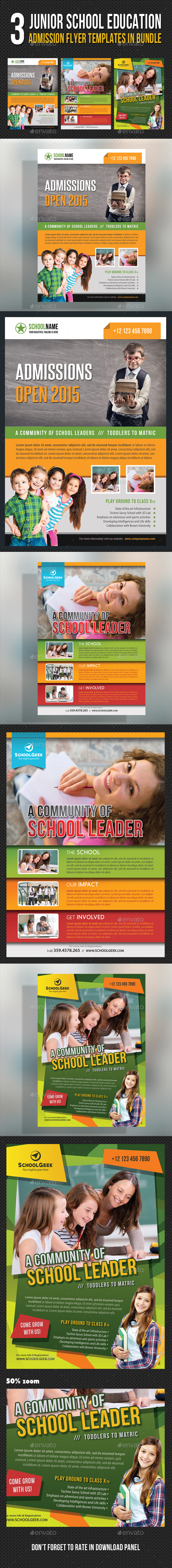 3 in 1 Junior School Promotion Flyer Bundle 04 - Events Flyers