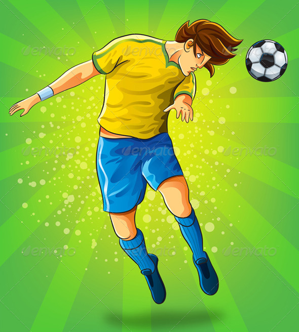 Soccer Player Head Shooting a Ball - Sports/Activity Conceptual