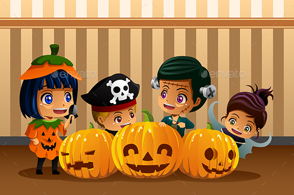 Little Kids Wearing Halloween Costumes - Halloween Seasons/Holidays