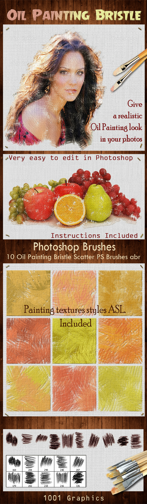 10 Oil Painting Bristle Scatter PS Brushes - Grunge Brushes