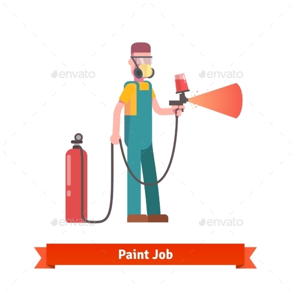 Painting Specialist Spraying Paint from Pulveriser - Industries Business