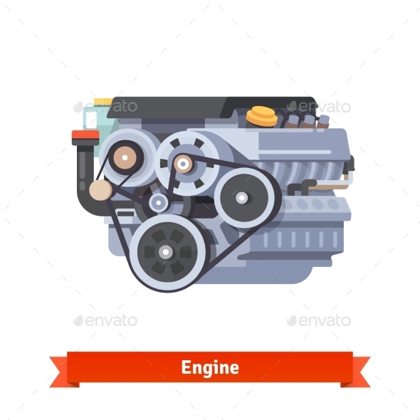 Modern Car Internal Combustion Engine - Man-made Objects Objects