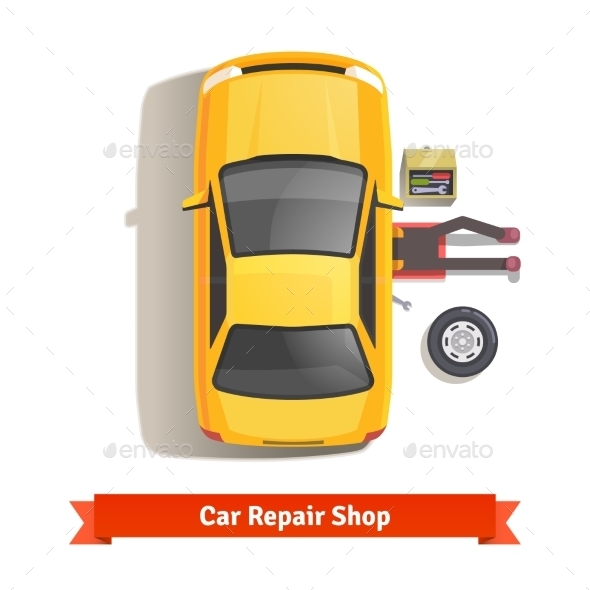 Car Mechanic Lying Under Car Doing Repair Work - Industries Business