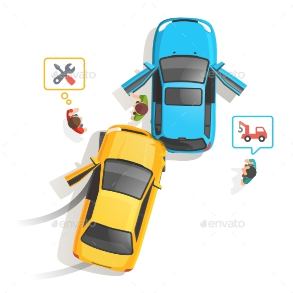 Car Traffic Accident Top View - Abstract Conceptual